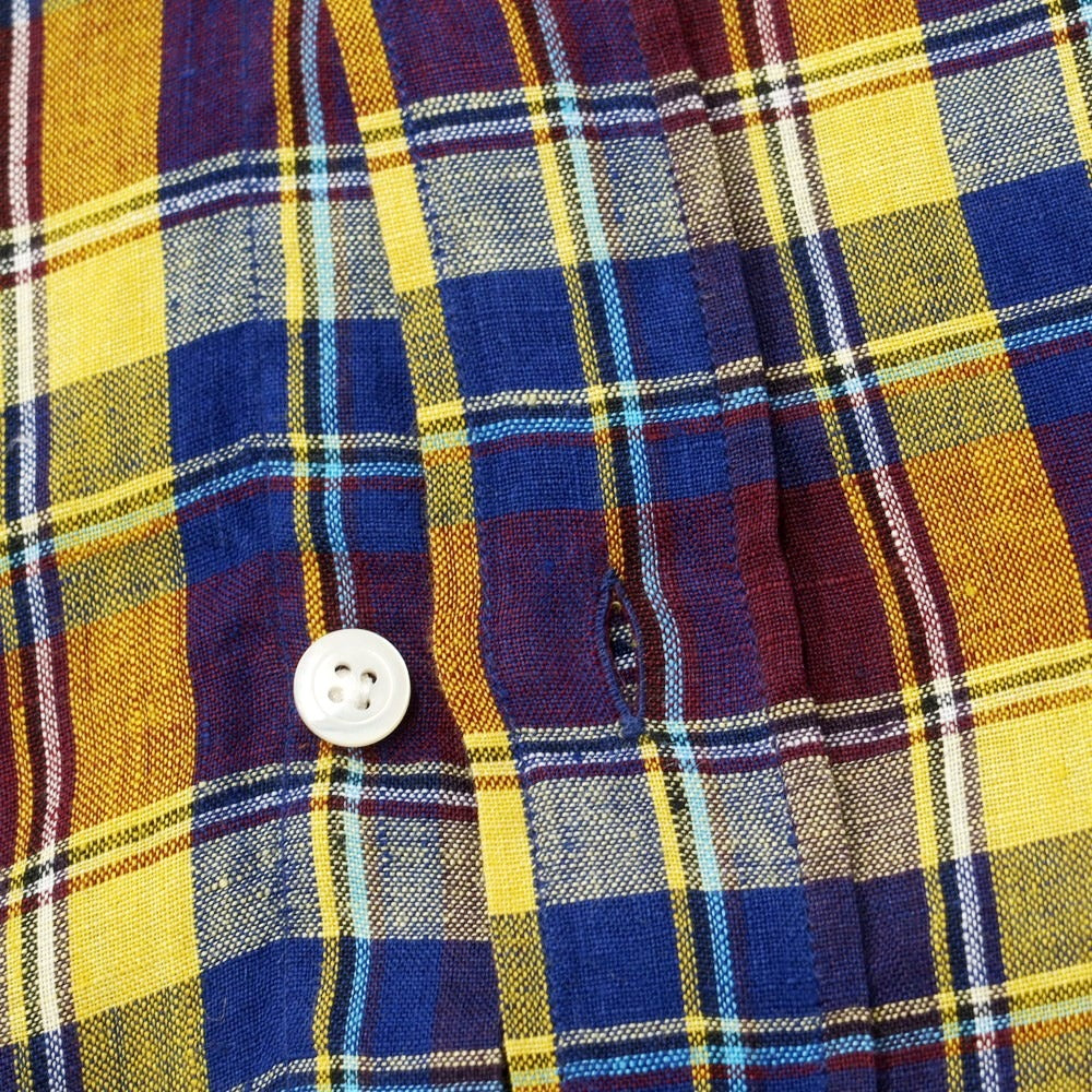 [Used] Finamore Linen Check Casual Shirt Bordeaux x Navy x Yellow [39] [Condition Rank B] [Men&