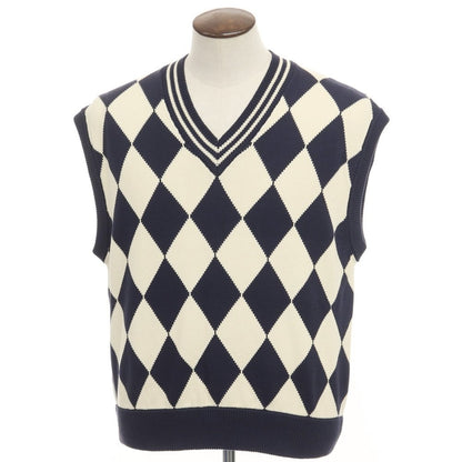 【中古】ミナミ アンダーソン minami Anderson コットン ニットベスト ネイビーxホワイト【サイズL】【NVY】【S/S】【状態ランクB】【メンズ】【768995】