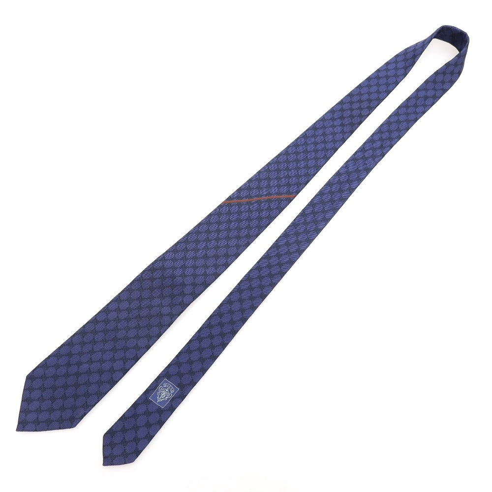 [Used] GUCCI Single Stripe Double G Tri-Fold Silk Tie Navy [Condition Rank B] [Men&