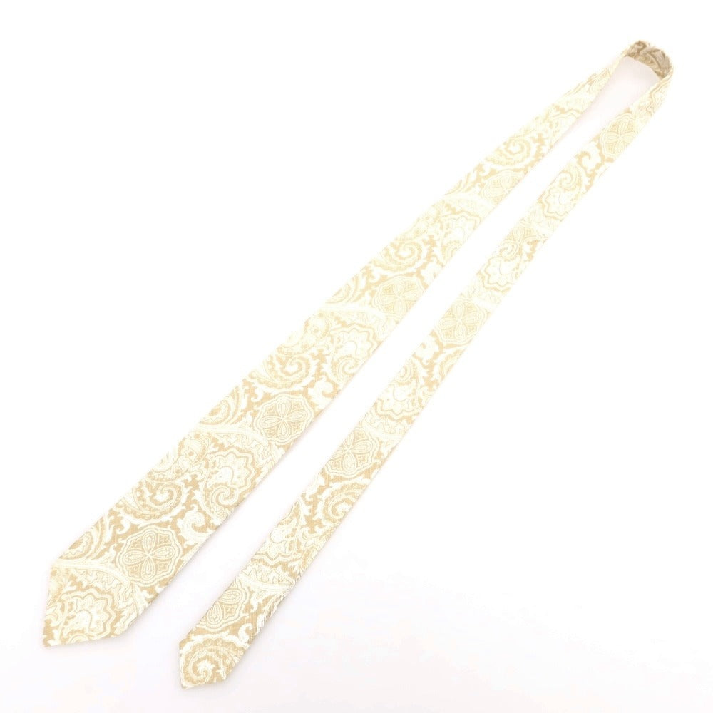 [Used] J.PRESS Paisley Chintz Print Tri-Fold Linen Tie Beige x White [Condition Rank B] [Men&