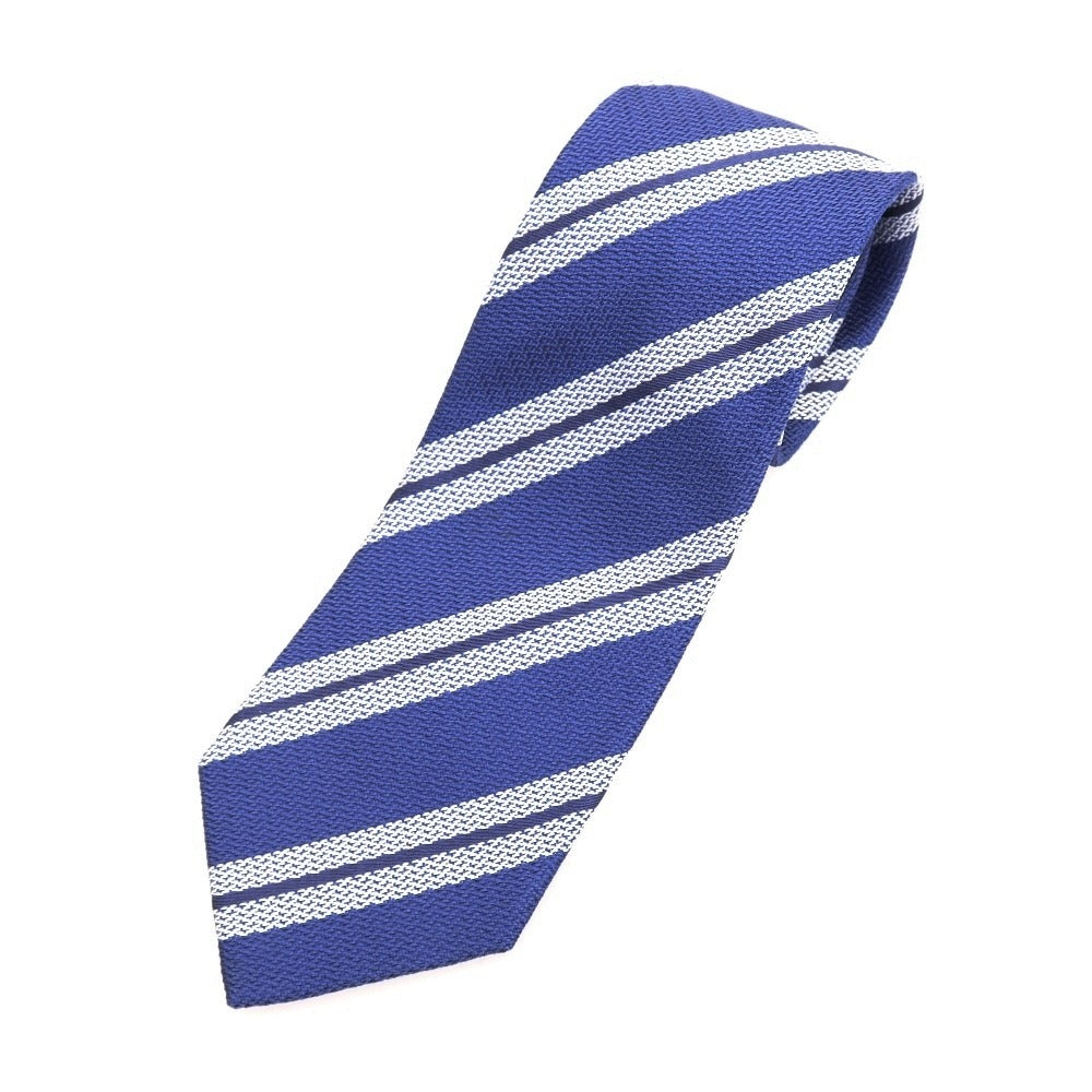 [Used] BEAMS F Striped Tri-Fold Silk Tie Dark Blue x White [Condition Rank B] [Men&