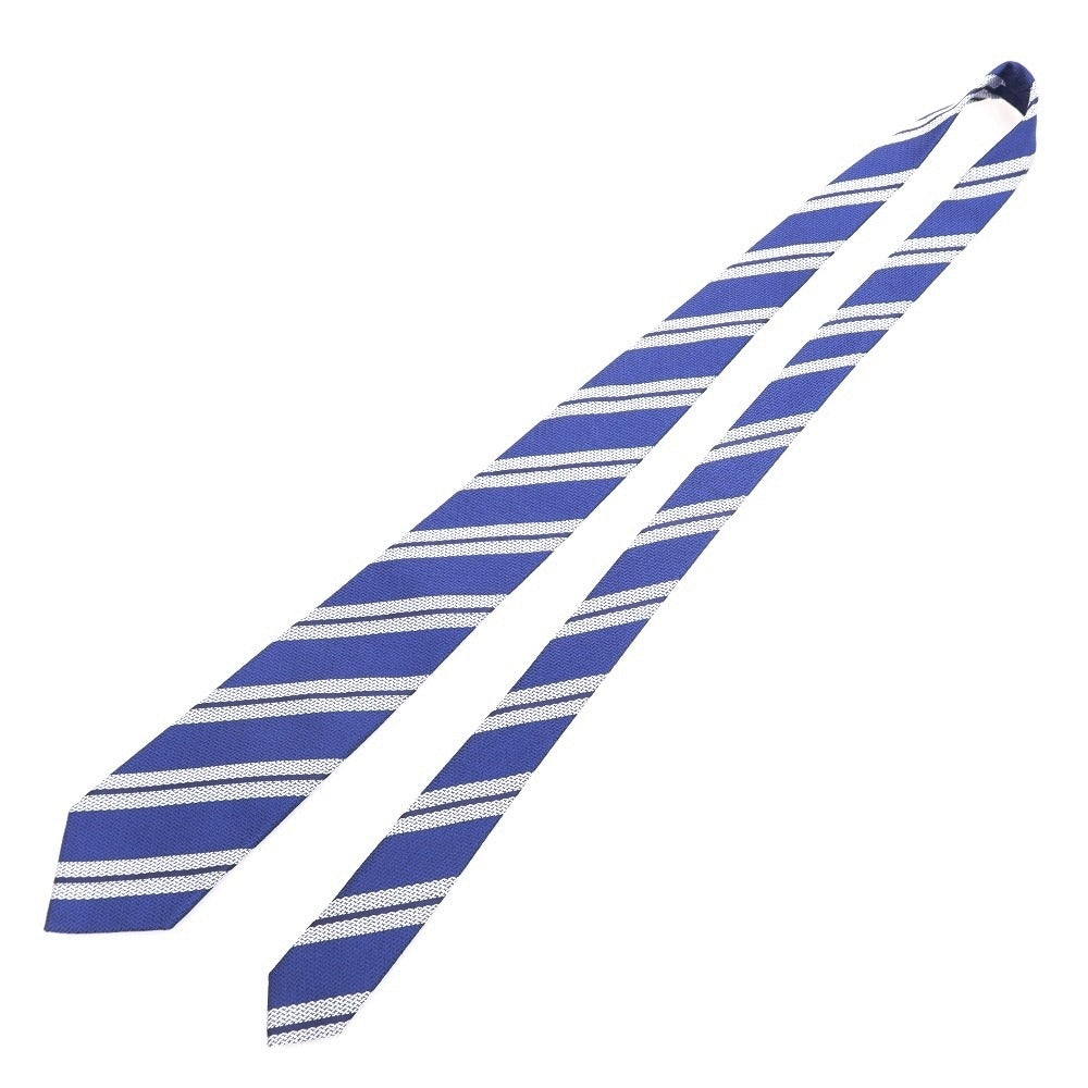 [Used] BEAMS F Striped Tri-Fold Silk Tie Dark Blue x White [Condition Rank B] [Men&