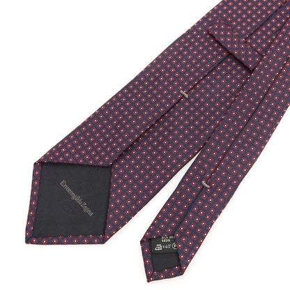 [Used] Ermenegildo Zegna Small Pattern Tri-Fold Silk Tie Navy x Red [Condition Rank B] [Men&