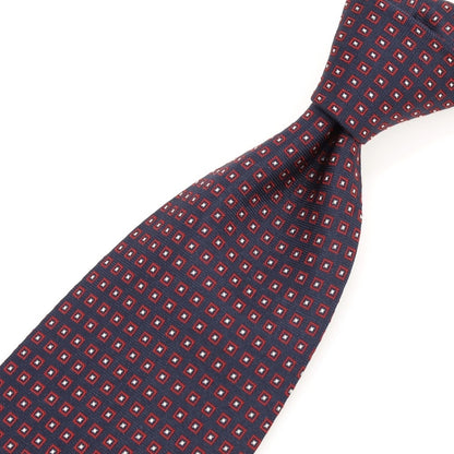 [Used] Ermenegildo Zegna Small Pattern Tri-Fold Silk Tie Navy x Red [Condition Rank B] [Men&