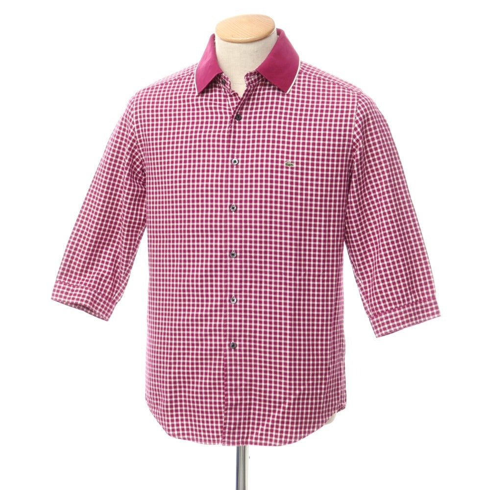 [Used] LACOSTE Cotton Check Casual Shirt Reddish Purple x White [2] [Condition Rank C] [Men&