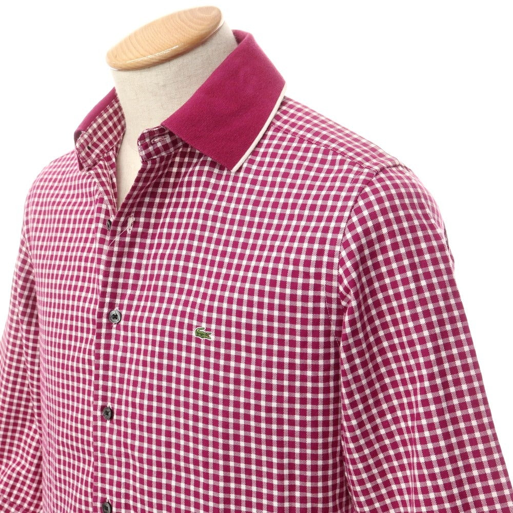 [Used] LACOSTE Cotton Check Casual Shirt Reddish Purple x White [2] [Condition Rank C] [Men&