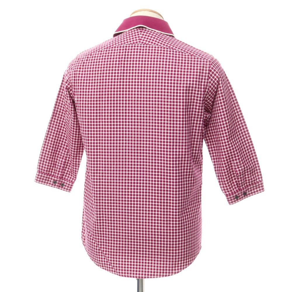 [Used] LACOSTE Cotton Check Casual Shirt Reddish Purple x White [2] [Condition Rank C] [Men&