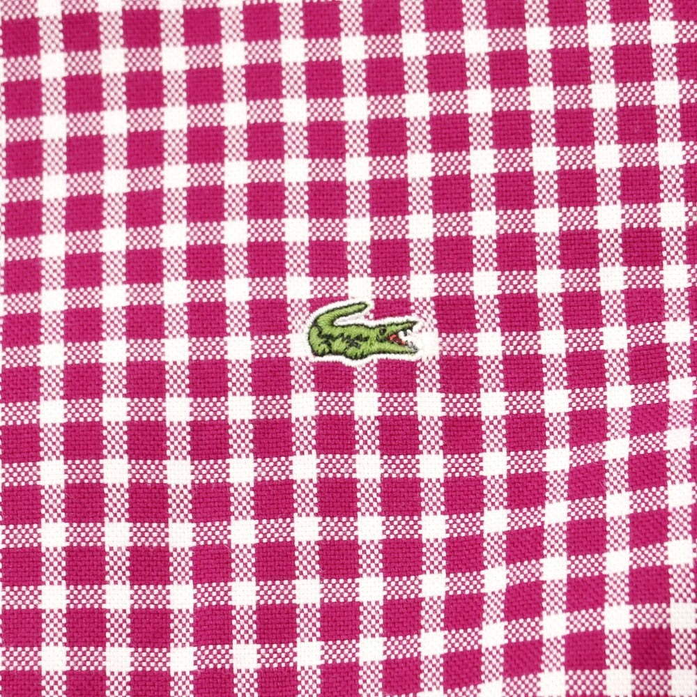 [Used] LACOSTE Cotton Check Casual Shirt Reddish Purple x White [2] [Condition Rank C] [Men&