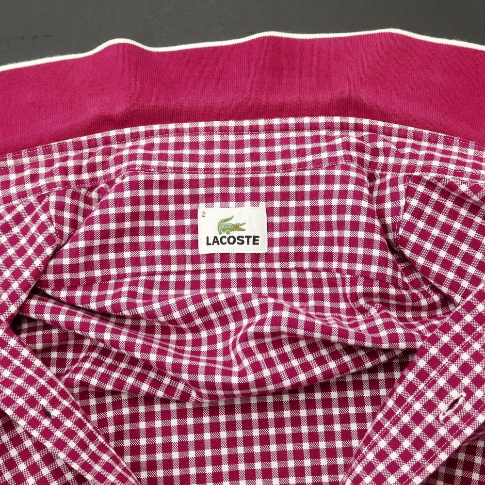 [Used] LACOSTE Cotton Check Casual Shirt Reddish Purple x White [2] [Condition Rank C] [Men&