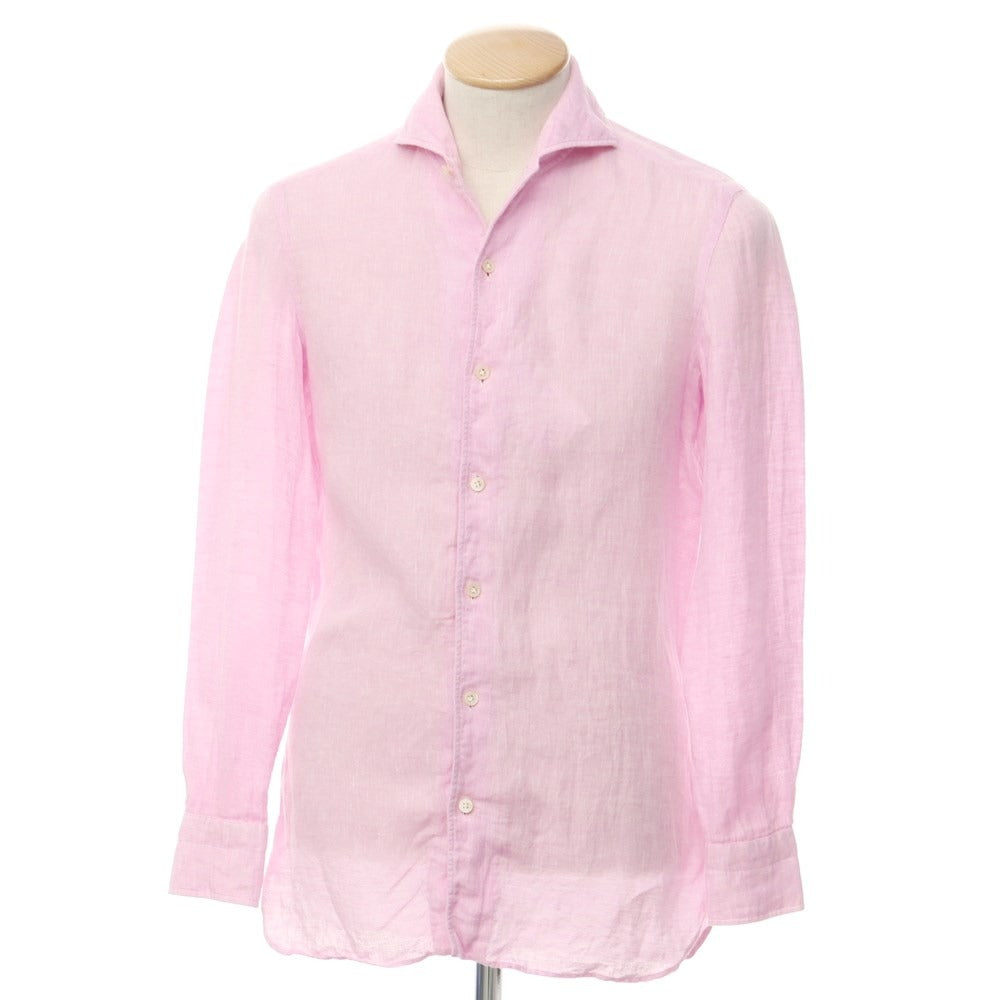 [Used] Luigi Borrelli Linen Horizontal Collar Shirt Pink [S] [Condition Rank B] [Men&