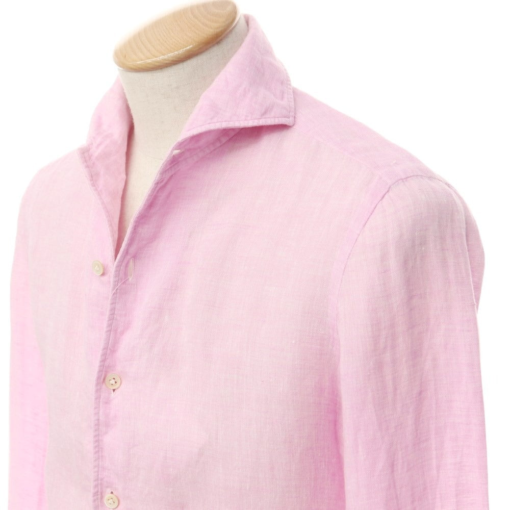 [Used] Luigi Borrelli Linen Horizontal Collar Shirt Pink [S] [Condition Rank B] [Men&