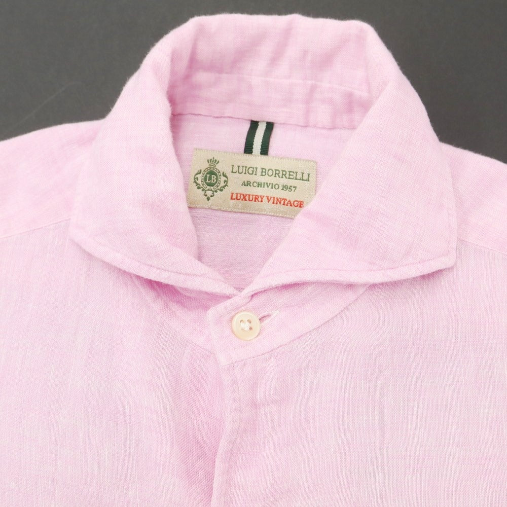 [Used] Luigi Borrelli Linen Horizontal Collar Shirt Pink [S] [Condition Rank B] [Men&