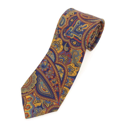 [Used] Fumagalli Paisley Print Wool Silk Tie Navy x Mustard [Condition Rank B] ​​[Men&