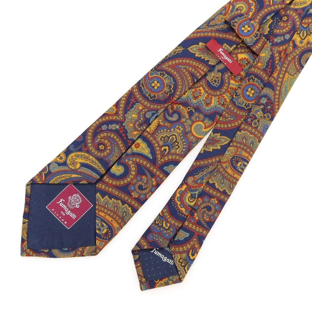 [Used] Fumagalli Paisley Print Wool Silk Tie Navy x Mustard [Condition Rank B] ​​[Men&