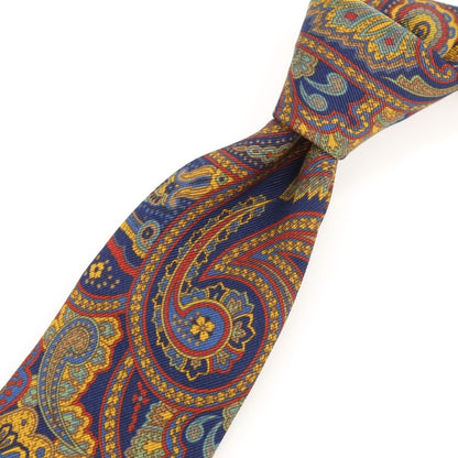 [Used] Fumagalli Paisley Print Wool Silk Tie Navy x Mustard [Condition Rank B] ​​[Men&