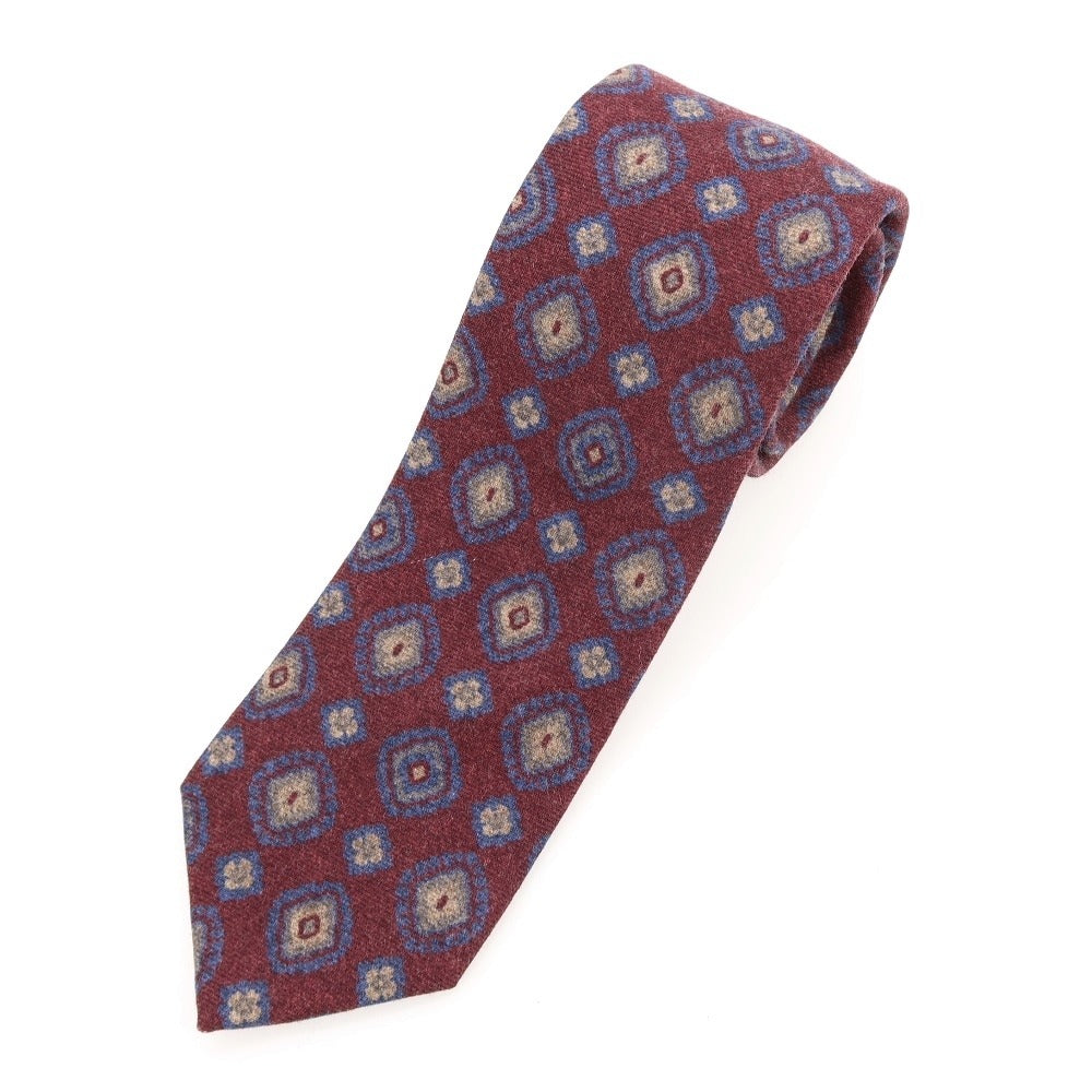 [Used] Dots &amp;amp; Loops Small Pattern Print Tri-Fold Wool Tie Bordeaux [Condition Rank B] ​​[Men&