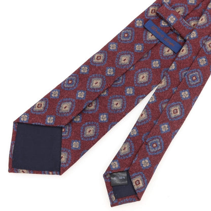 [Used] Dots &amp;amp; Loops Small Pattern Print Tri-Fold Wool Tie Bordeaux [Condition Rank B] ​​[Men&