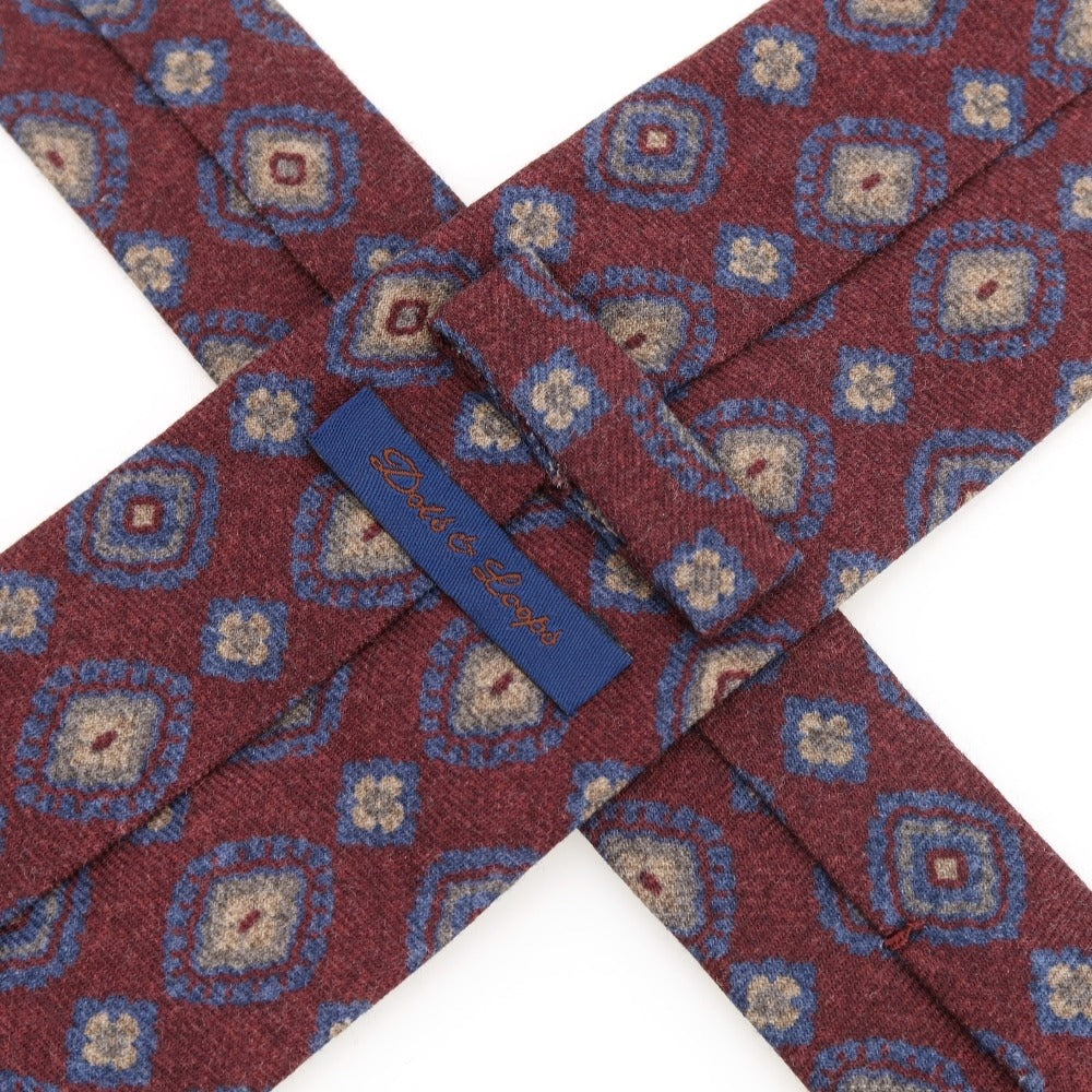 [Used] Dots &amp;amp; Loops Small Pattern Print Tri-Fold Wool Tie Bordeaux [Condition Rank B] ​​[Men&