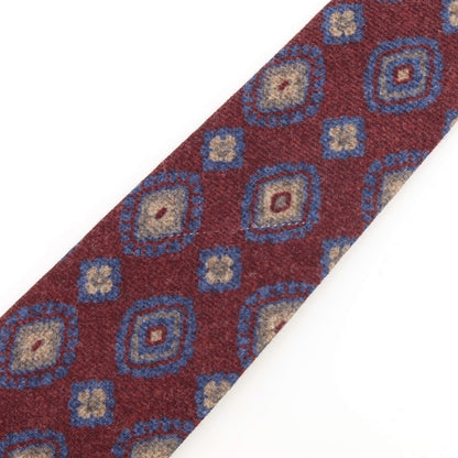 [Used] Dots &amp;amp; Loops Small Pattern Print Tri-Fold Wool Tie Bordeaux [Condition Rank B] ​​[Men&