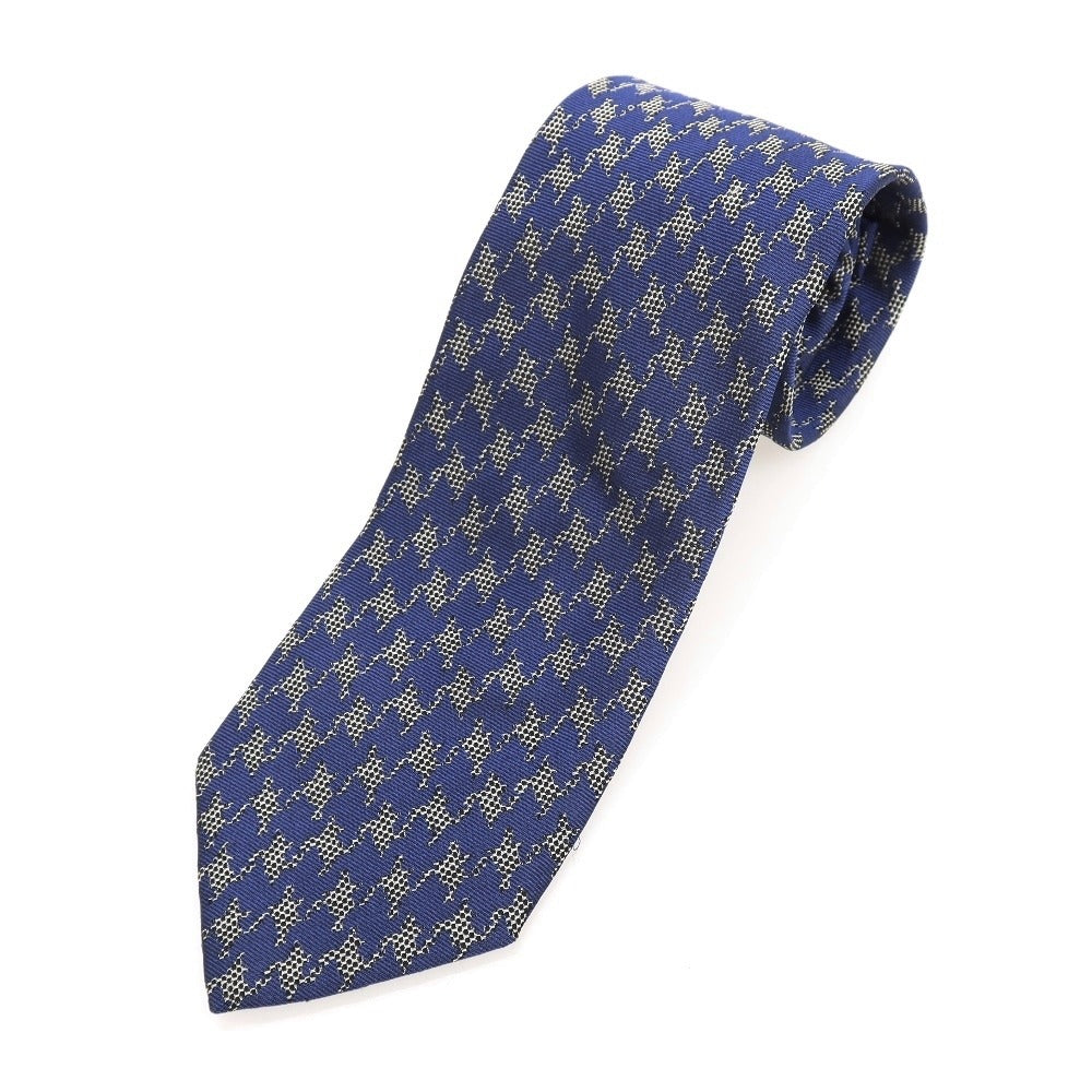 [Used] GIERRE Houndstooth 3-fold silk tie, navy [Condition: C] [Men&