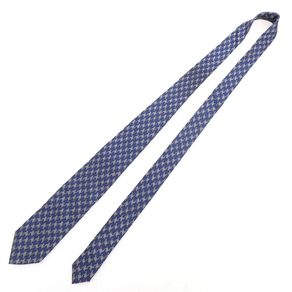 [Used] GIERRE Houndstooth 3-fold silk tie, navy [Condition: C] [Men&