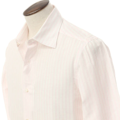 [Used] BUONAMASSA Linen Cotton Striped Dress Shirt White x Pink [42] [Condition Rank C] [Men&