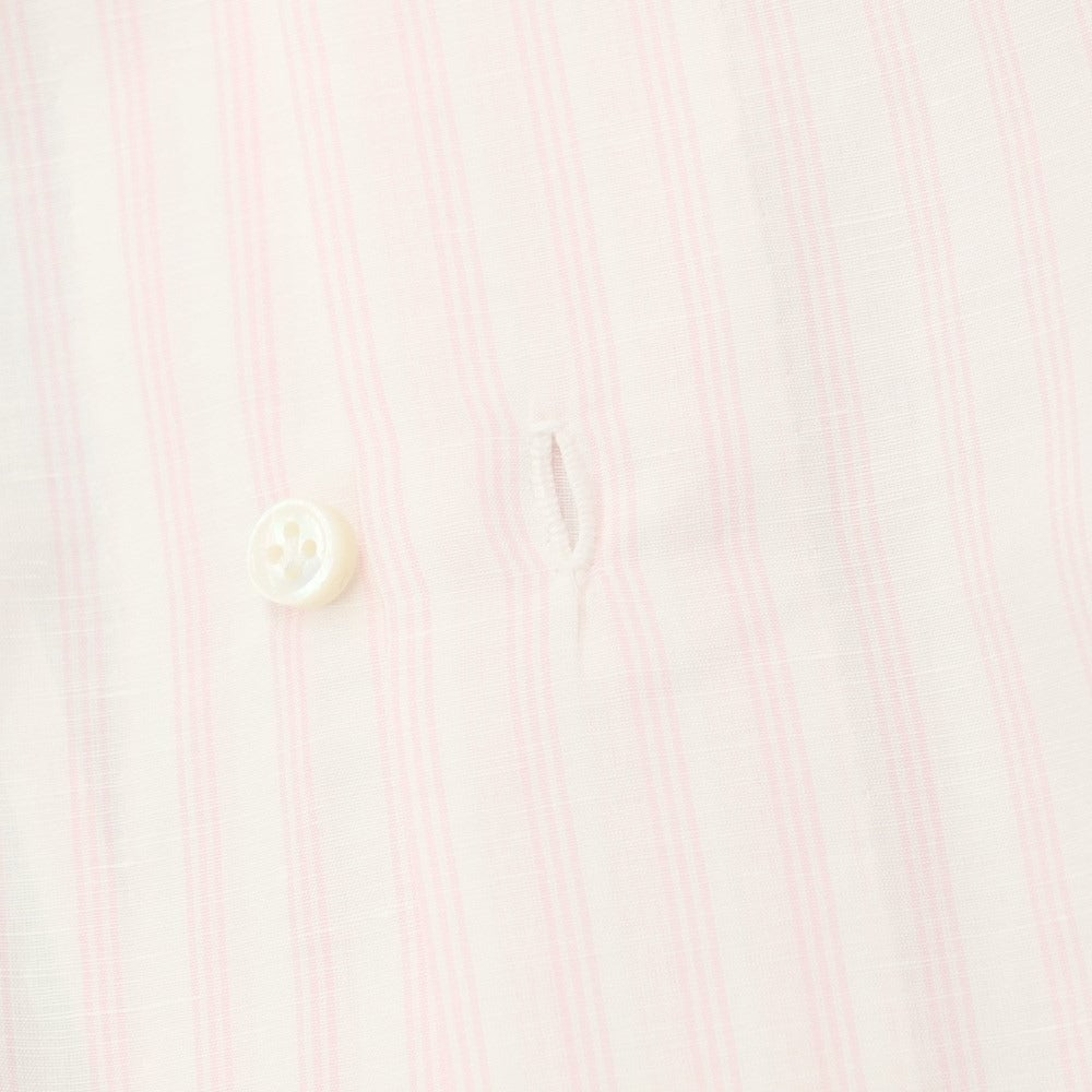 [Used] BUONAMASSA Linen Cotton Striped Dress Shirt White x Pink [42] [Condition Rank C] [Men&