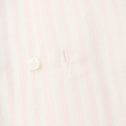 [Used] BUONAMASSA Linen Cotton Striped Dress Shirt White x Pink [42] [Condition Rank C] [Men&