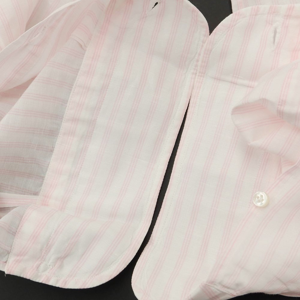 [Used] BUONAMASSA Linen Cotton Striped Dress Shirt White x Pink [42] [Condition Rank C] [Men&