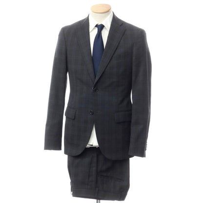 [Used] DIFFERENCE Wool polyester check 2 button suit Dark gray x blue [44/74] [Condition rank C] [Men&