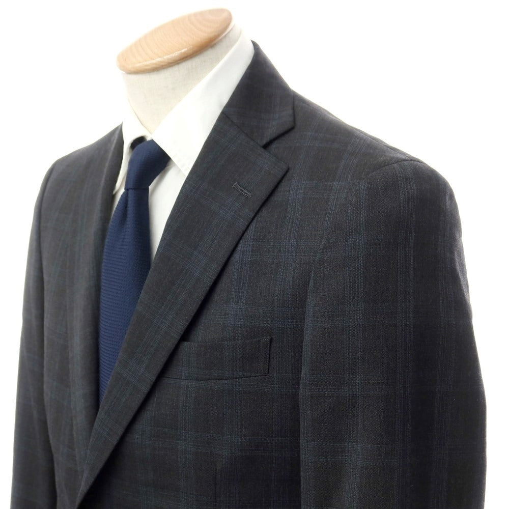 [Used] DIFFERENCE Wool polyester check 2 button suit Dark gray x blue [44/74] [Condition rank C] [Men&