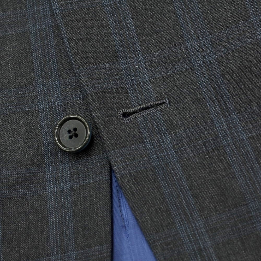 [Used] DIFFERENCE Wool polyester check 2 button suit Dark gray x blue [44/74] [Condition rank C] [Men&