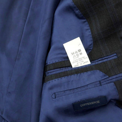 [Used] DIFFERENCE Wool polyester check 2 button suit Dark gray x blue [44/74] [Condition rank C] [Men&