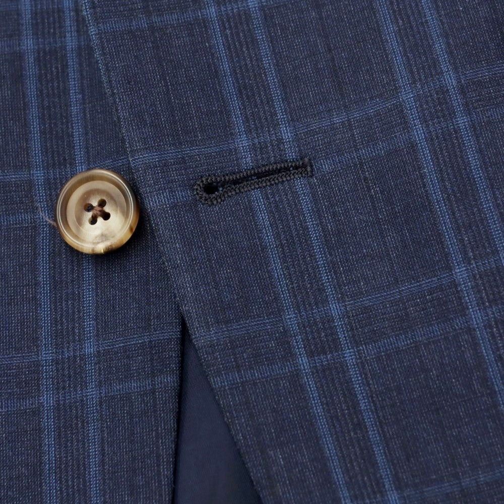 [Used] DIFFERENCE Wool Polyester Check 2 Button Suit Navy x Blue [44/73] [Condition Rank C] [Men&