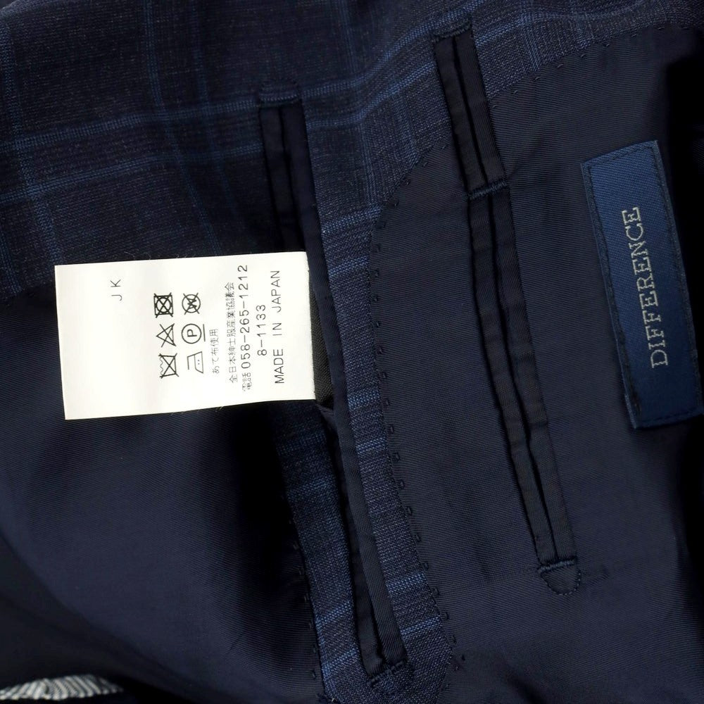 [Used] DIFFERENCE Wool Polyester Check 2 Button Suit Navy x Blue [44/73] [Condition Rank C] [Men&