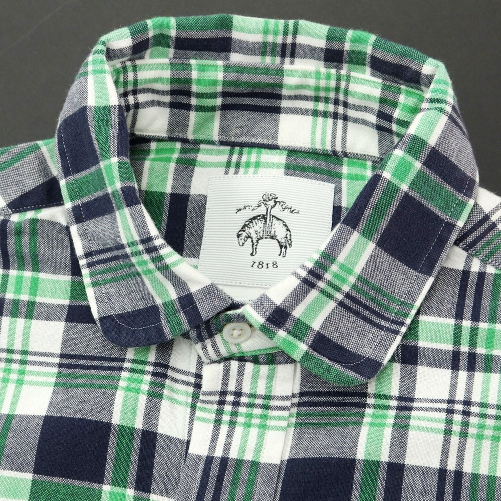 [Used] BLACK FLEECE BY Brooks Brothers Oxford Check Short Sleeve Shirt Navy x Green [BB00] [Condition Rank B] [Men&