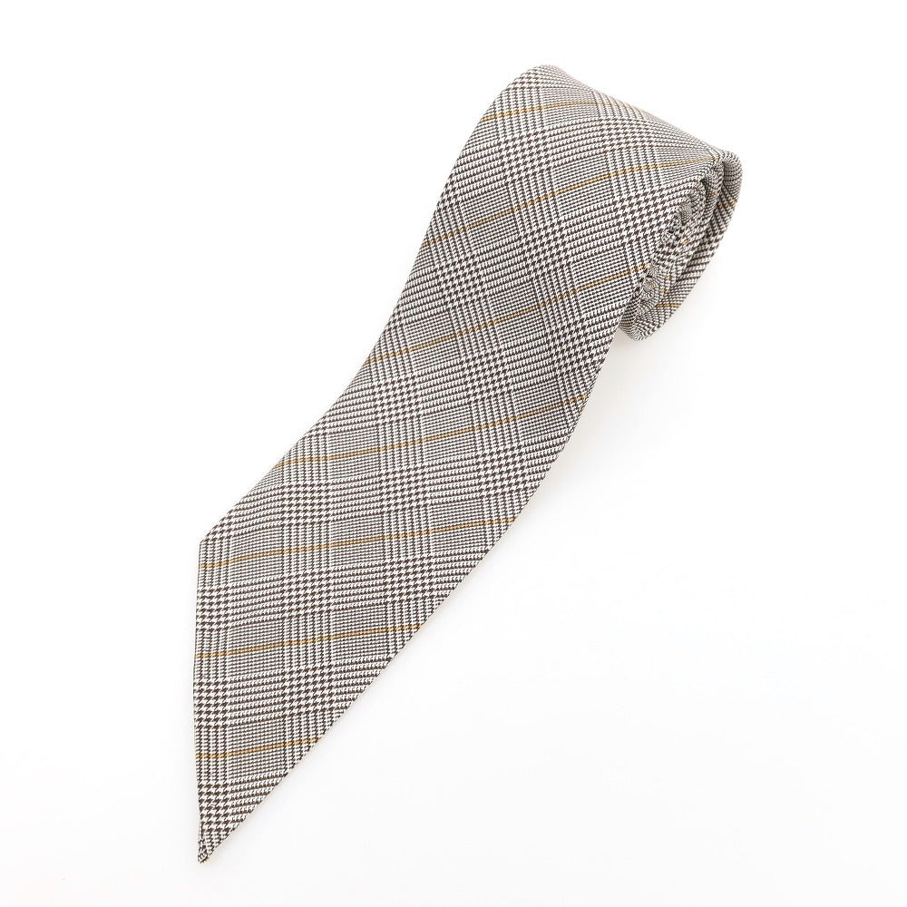 [Used] Nassau Glen Check Silk Knife Cut Tie Brown x White [Condition Rank A] [Men&