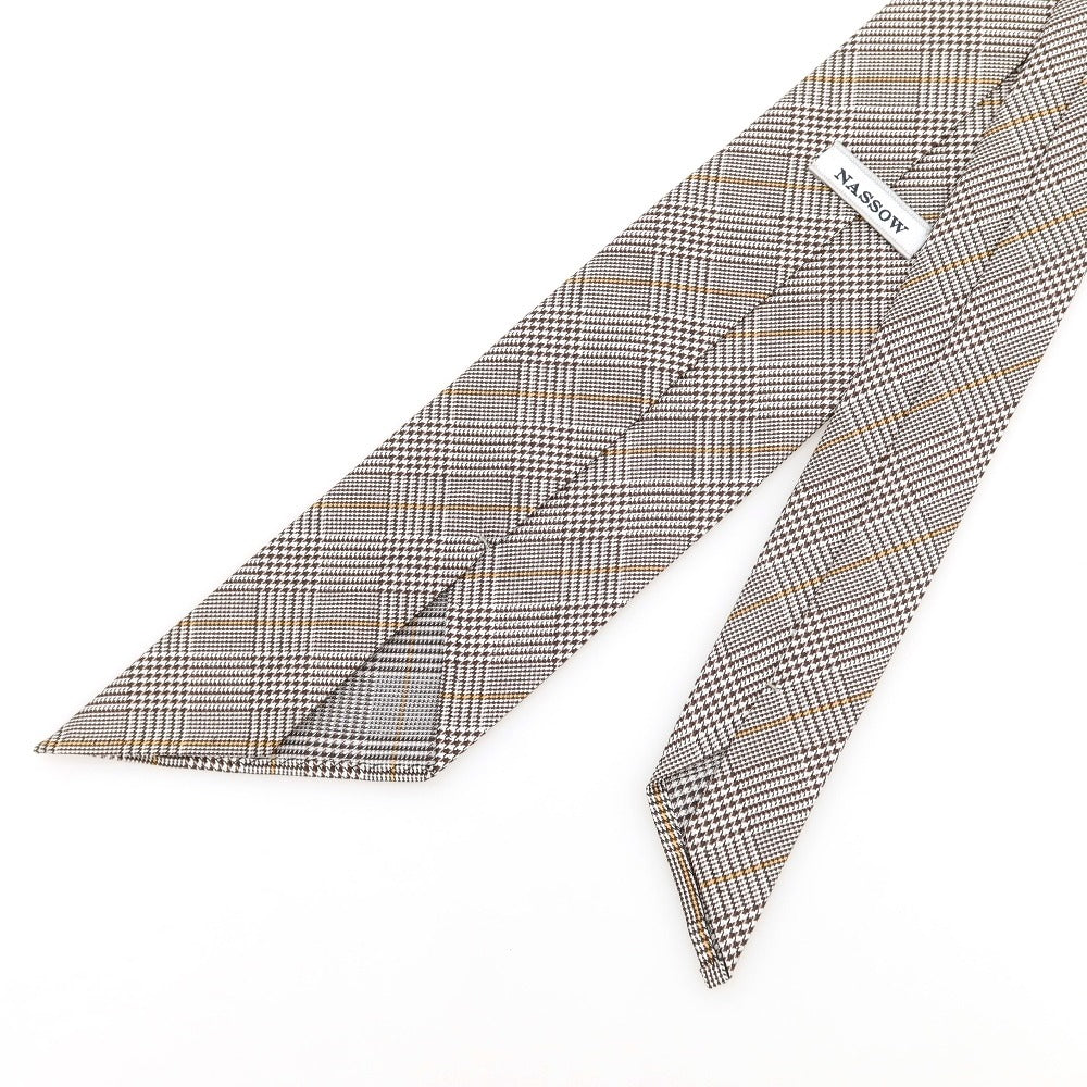 [Used] Nassau Glen Check Silk Knife Cut Tie Brown x White [Condition Rank A] [Men&