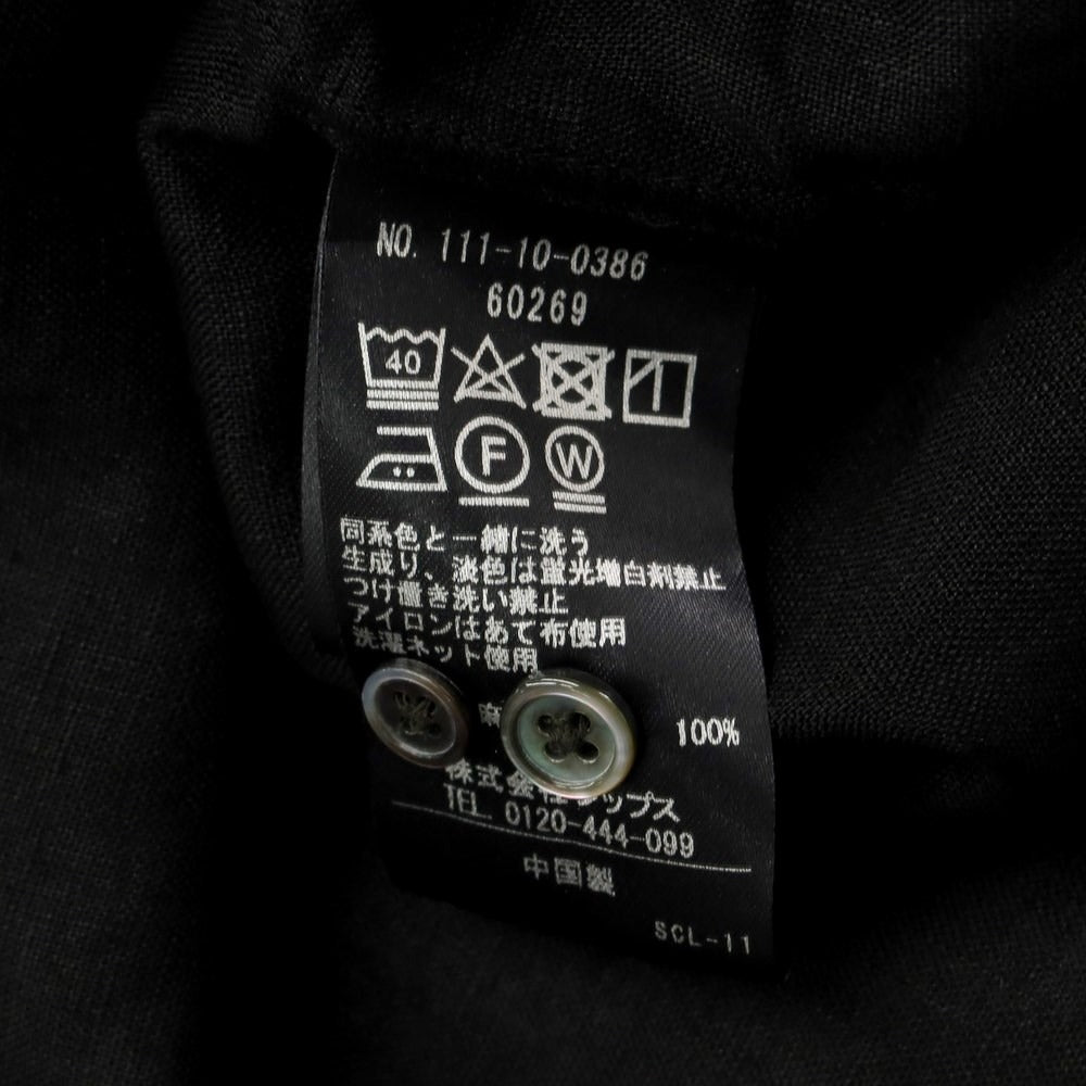 [Used] SHIPS Linen Band Collar Shirt Black [L] [Condition Rank B] ​​[Men&