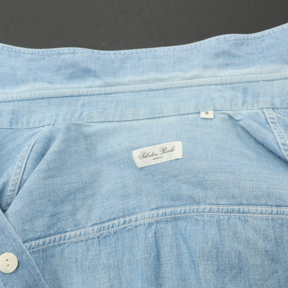 [Used] Salvatore Piccolo Cotton Linen Work Shirt Light Blue [S] [Condition Rank D] [Men&