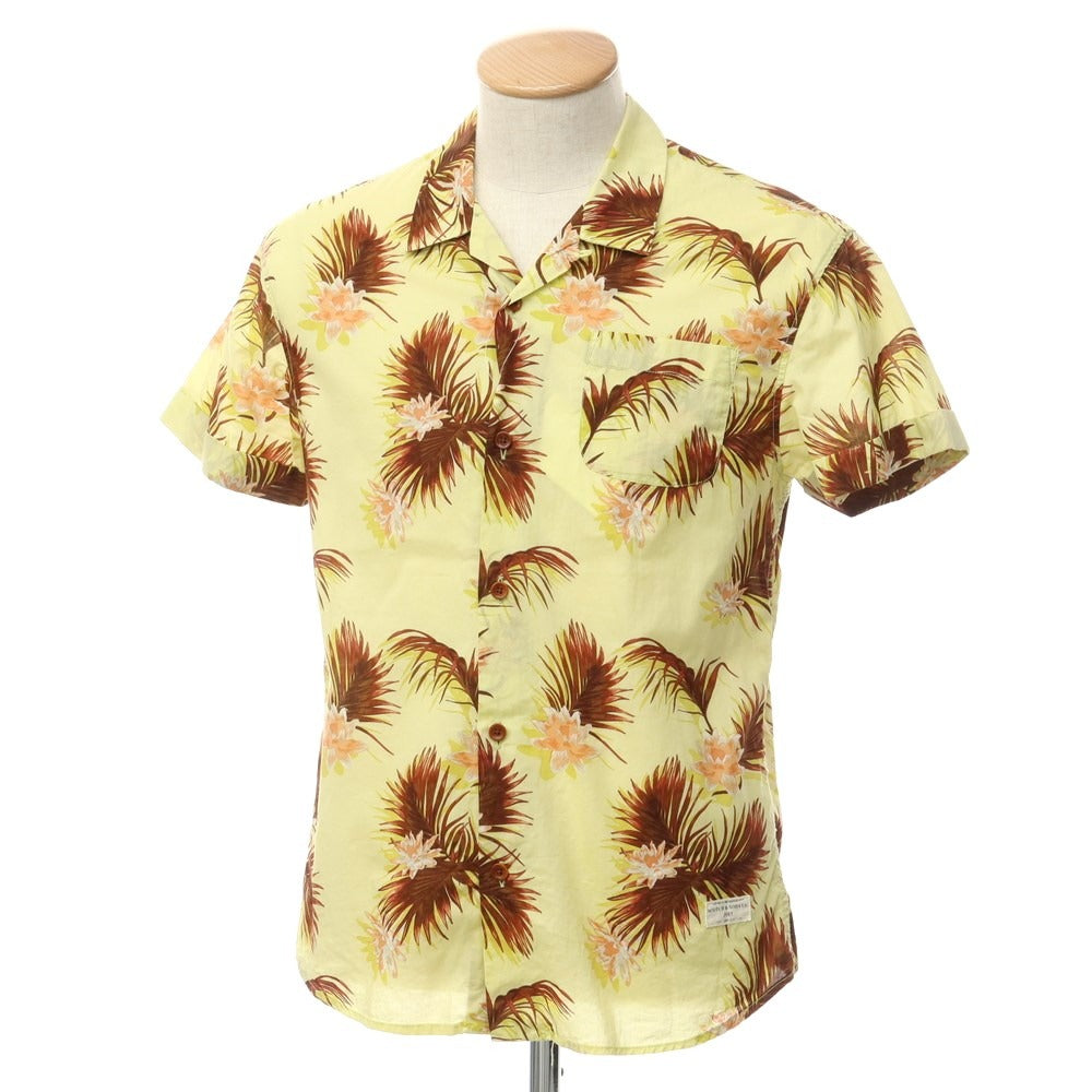 [Used] Scotch &amp;amp; Soda Cotton Print Open Collar Short Sleeve Shirt Light Yellow x Brown [S] [Condition Rank B] [Men&