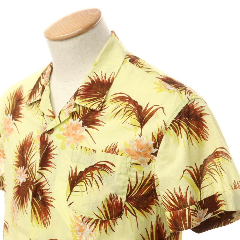 [Used] Scotch &amp;amp; Soda Cotton Print Open Collar Short Sleeve Shirt Light Yellow x Brown [S] [Condition Rank B] [Men&