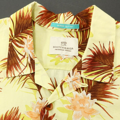 [Used] Scotch &amp;amp; Soda Cotton Print Open Collar Short Sleeve Shirt Light Yellow x Brown [S] [Condition Rank B] [Men&