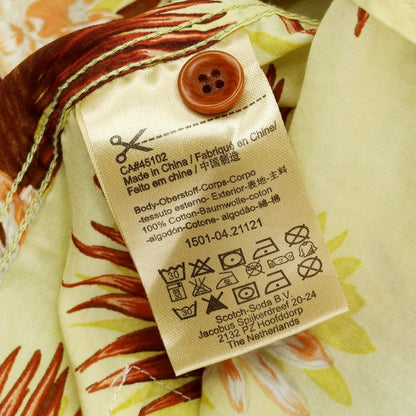 [Used] Scotch &amp;amp; Soda Cotton Print Open Collar Short Sleeve Shirt Light Yellow x Brown [S] [Condition Rank B] [Men&