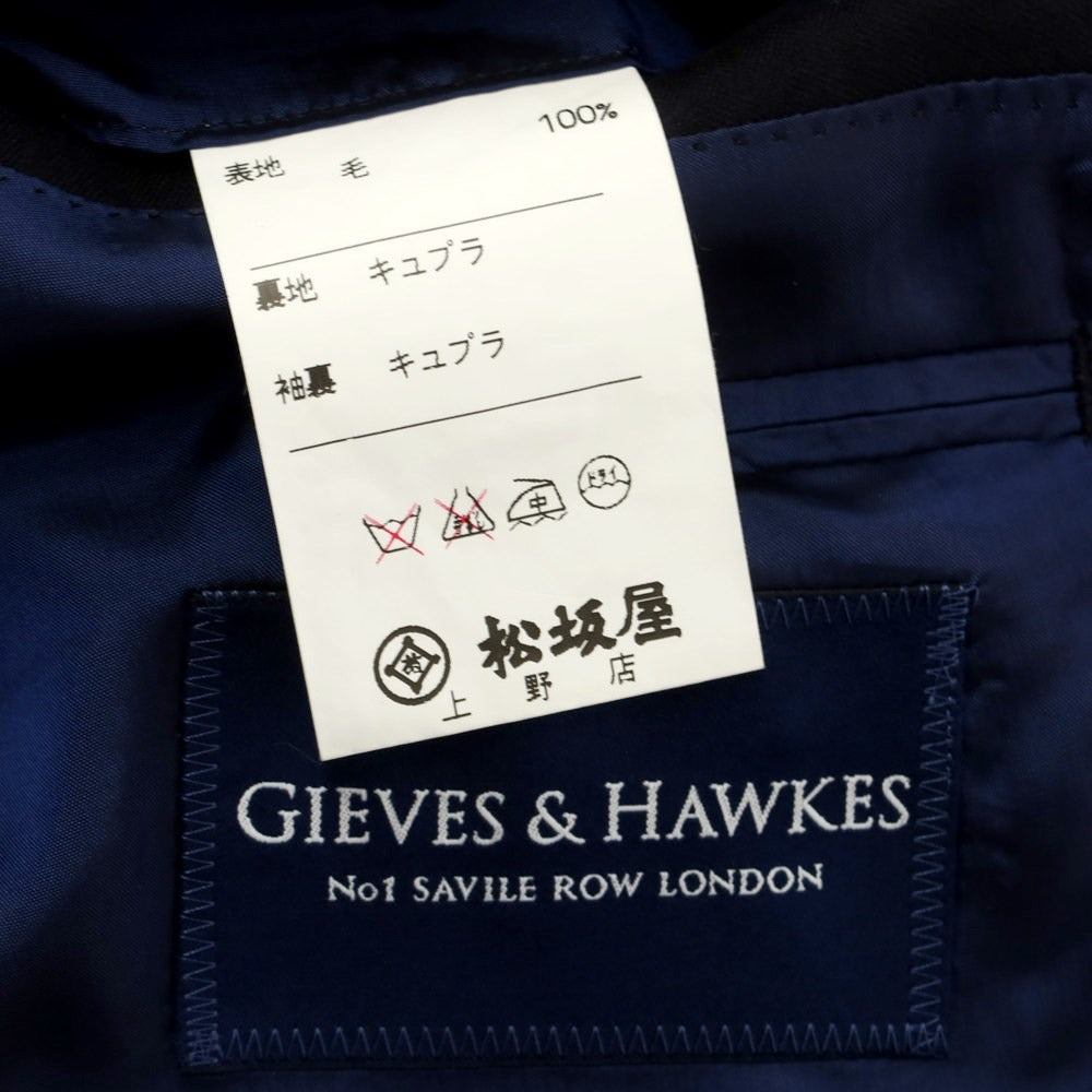 【中古】ギーブス＆ホークス GIEVES&amp;HAWKES ウール セットアップ ダブルスーツ
 ブラック【サイズ100/96/170】【BLK】【S/S】【状態ランクC】【メンズ】
【759582】
[CPD]