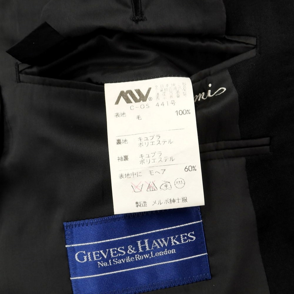 【中古】ギーブス＆ホークス GIEVES&amp;HAWKES ウール セットアップ ダブルスーツ
 ブラック【サイズ98/94/170】【BLK】【S/S】【状態ランクC】【メンズ】
【759582】