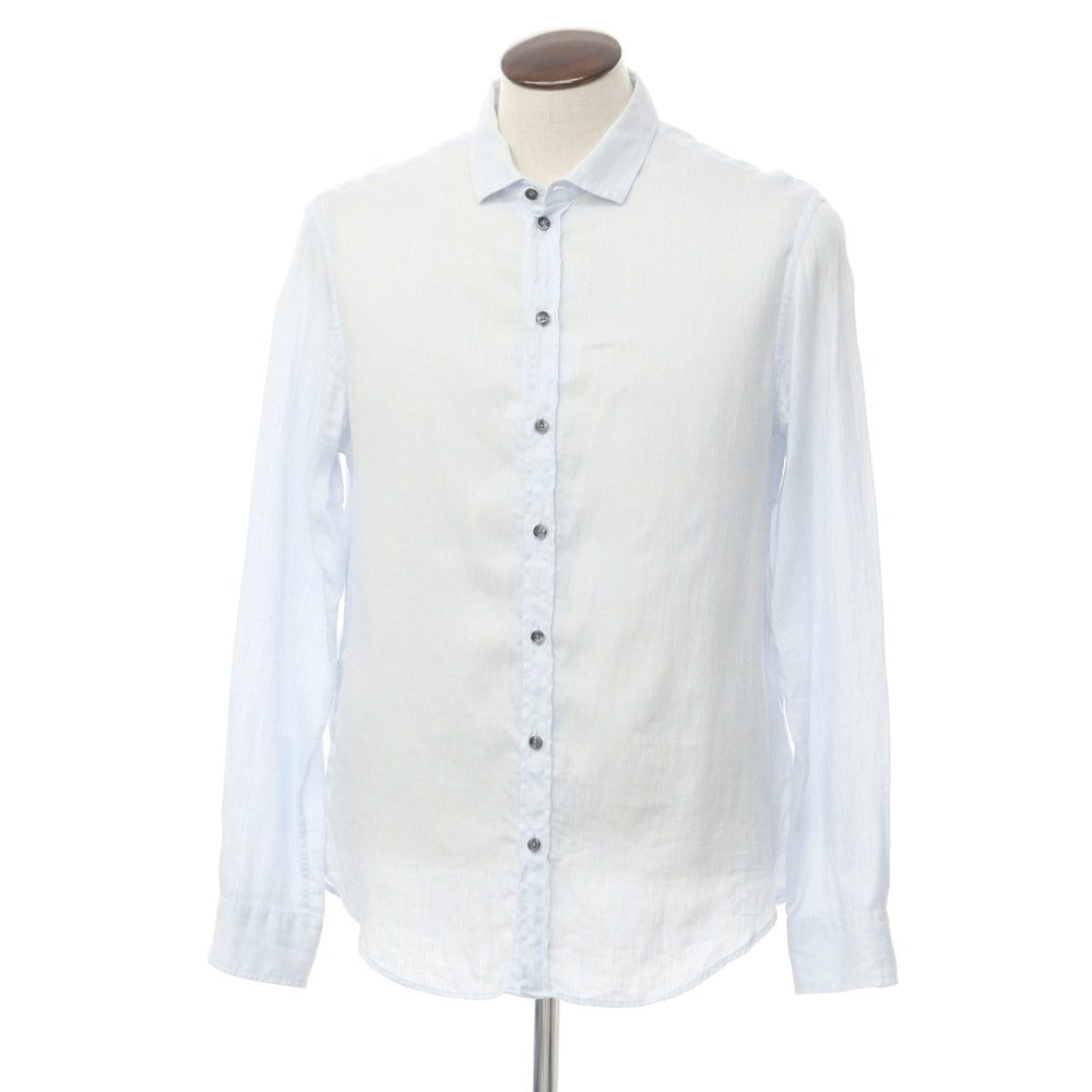 [Used] ARMANI COLLEZIONI Striped Casual Shirt Light Blue x White [L] [Condition Rank D] [Men&