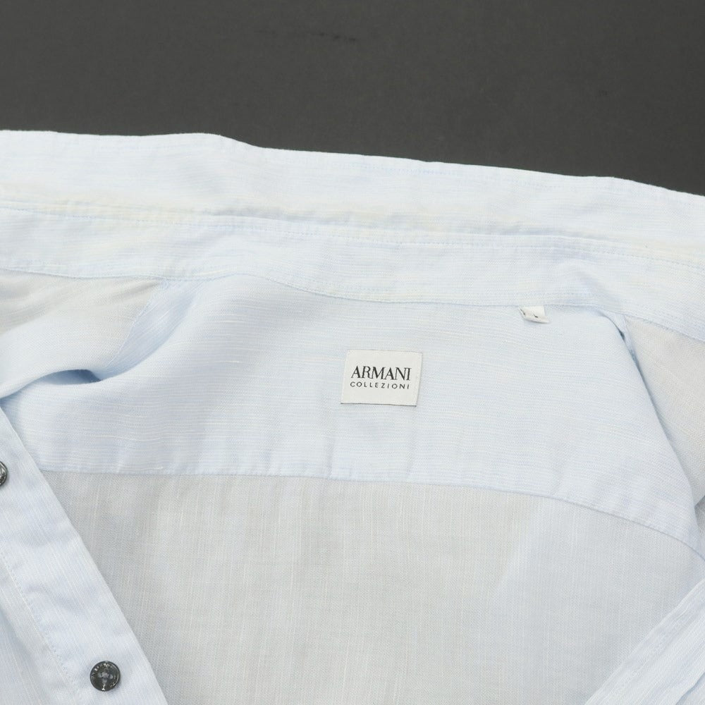 [Used] ARMANI COLLEZIONI Striped Casual Shirt Light Blue x White [L] [Condition Rank D] [Men&