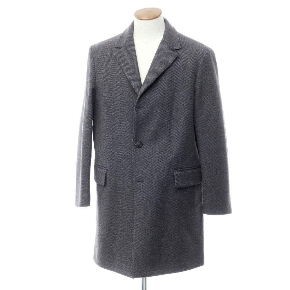 【中古】アクアスキュータム Aquascutum ヘリンボーン織ウール チェスターフィールドコート グレー【サイズ36】【GRY】【A/W】【状態ランクA】【メンズ】