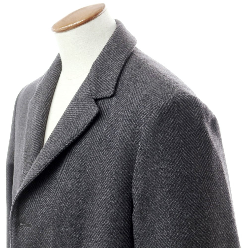 【中古】アクアスキュータム Aquascutum ヘリンボーン織ウール チェスターフィールドコート グレー【サイズ36】【GRY】【A/W】【状態ランクA】【メンズ】